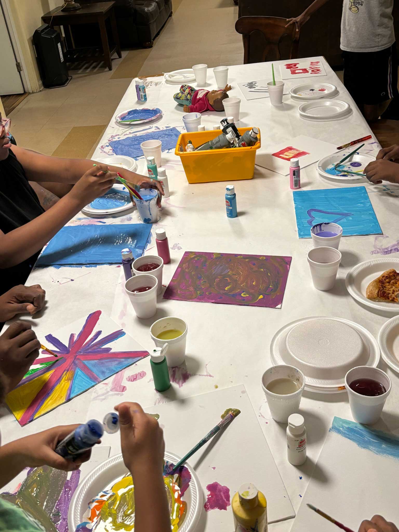 We hosted a (alcohol free) paint and sip themed family night!