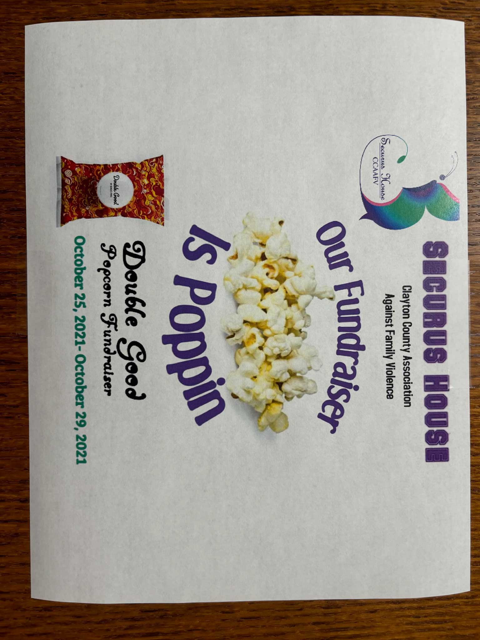 A flyer from our popcorn fundraiser!